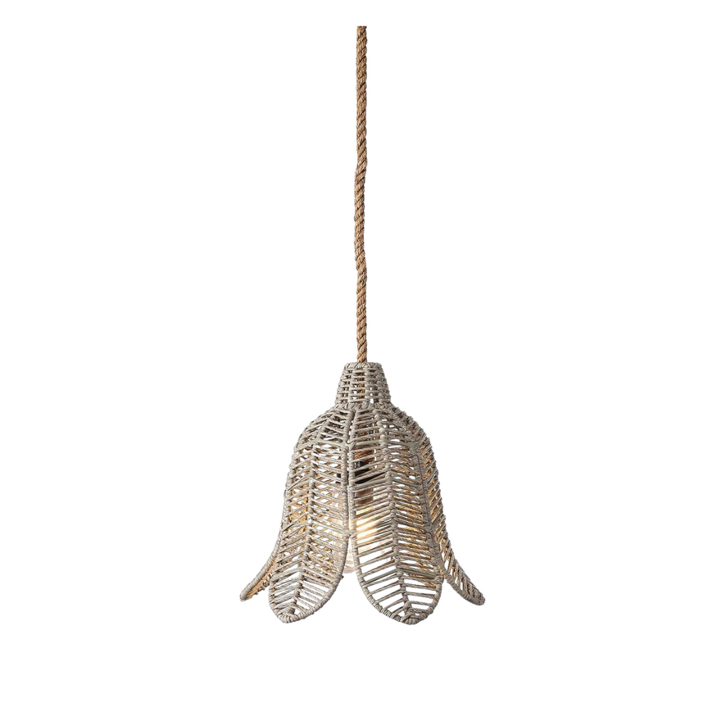Tulip Wicker Pendant, Grey