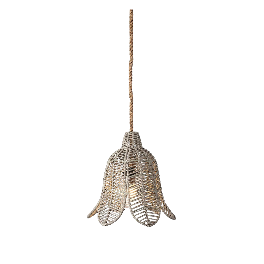 Tulip Wicker Pendant, Grey