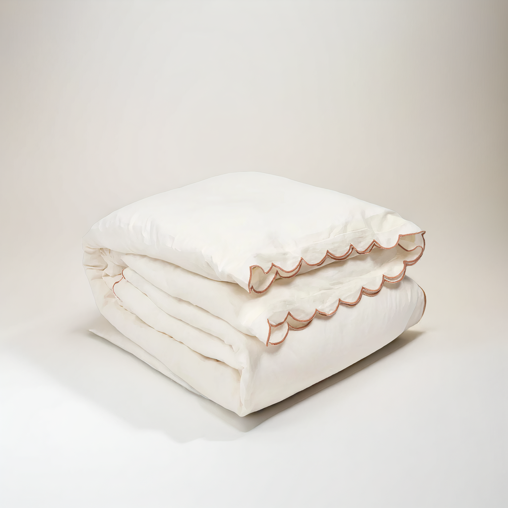 Aurora Duvet Cover, Cream / Terra Cotta
