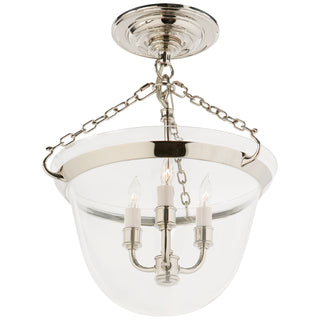 Country Bell Jar Three Light Semi-Flush Mount