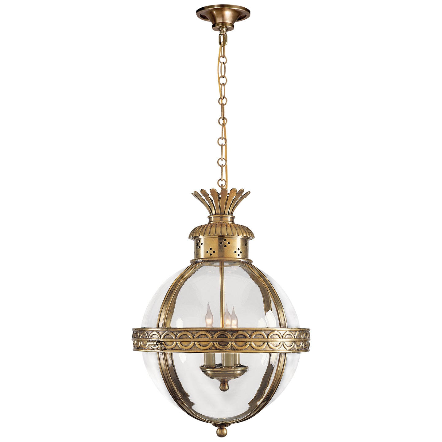 Visual Comfort Signature Canada - CHC 2111AB-CG - Three Light Lantern - Crown Top Globe - Antique-Burnished Brass
