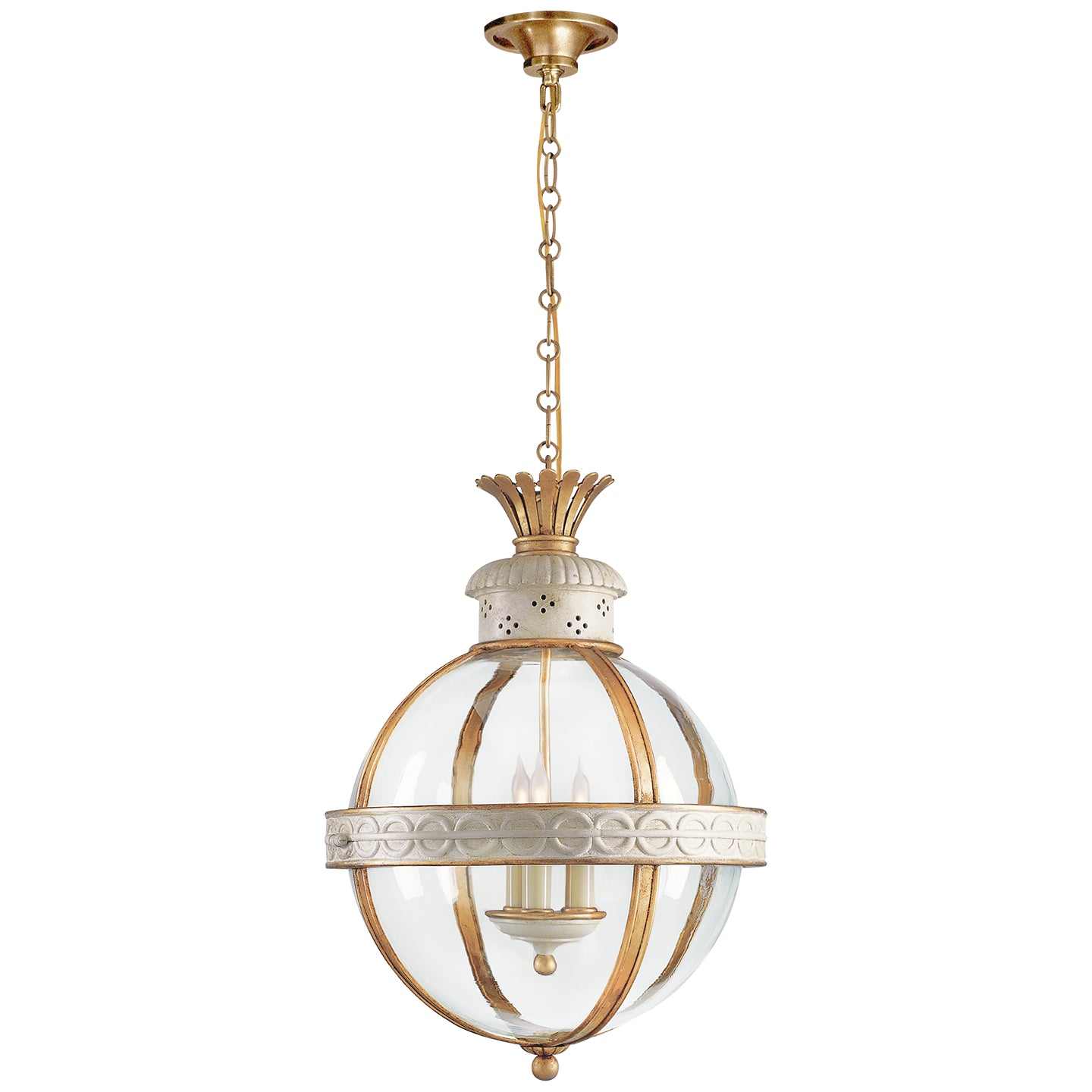 Visual Comfort Signature Canada - CHC 2111AW-CG - Three Light Lantern - Crown Top Globe - Antique White