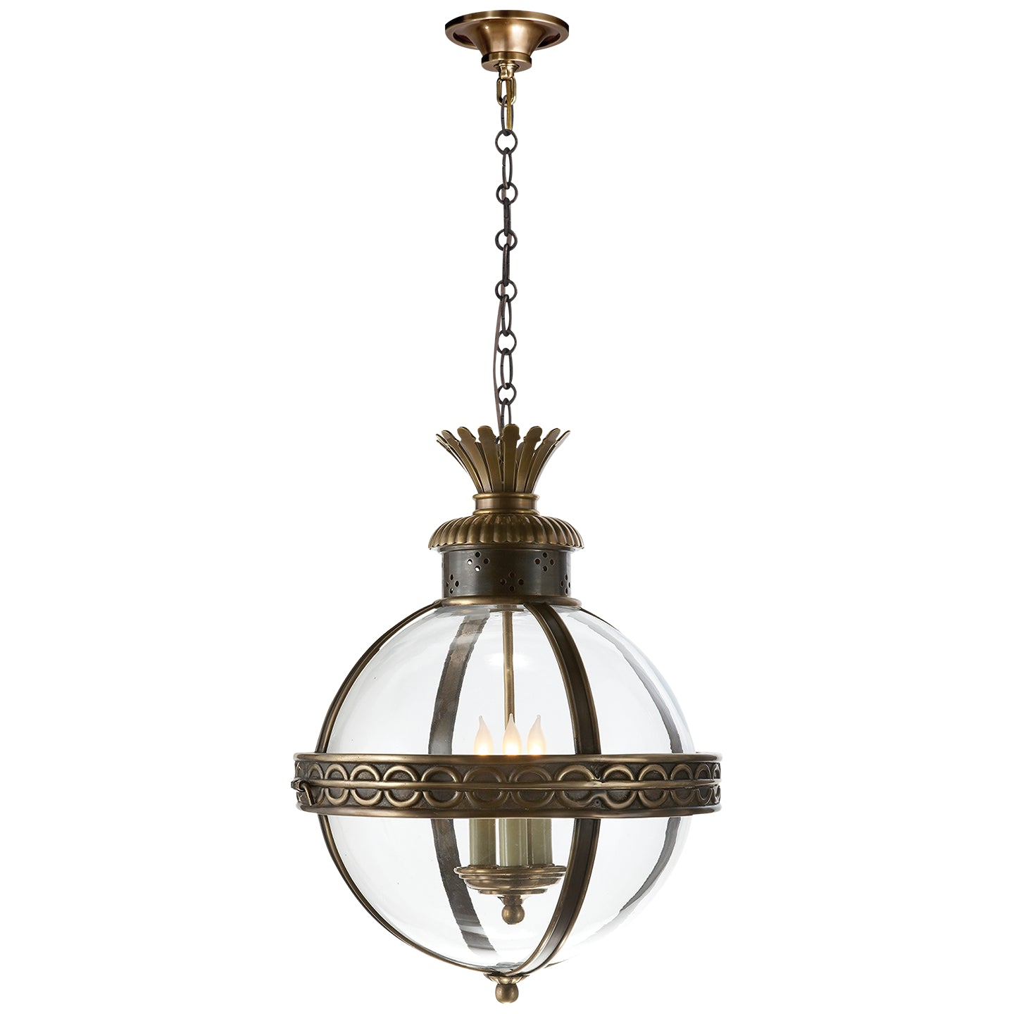 Visual Comfort Signature Canada - CHC 2111BZ/AB-CG - Three Light Lantern - Crown Top Globe - Bronze with Antique Brass