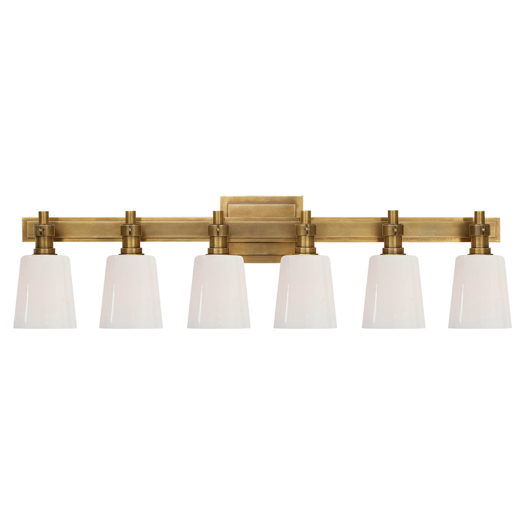 Visual Comfort Signature Canada - TOB 2154HAB-WG - Six Light Linear Bath Sconce - Bryant Bath - Hand-Rubbed Antique Brass