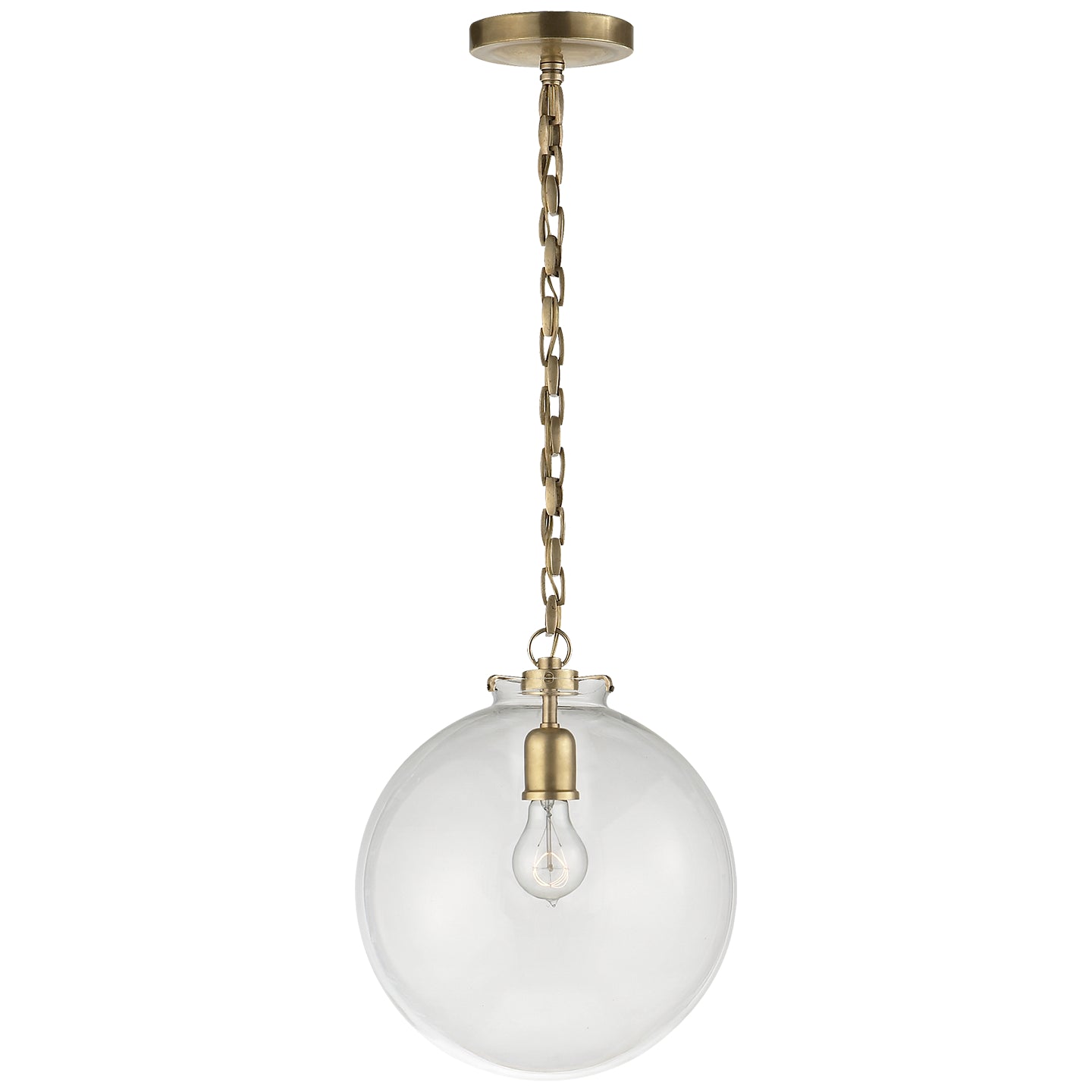 Visual Comfort Signature Canada - TOB 5226HAB/G4-CG - One Light Pendant - Katie Globe - Hand-Rubbed Antique Brass