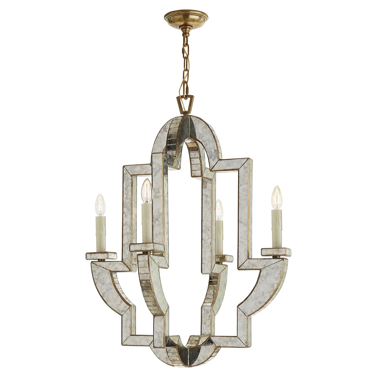 Visual Comfort Signature Canada - NW 5040AM/HAB - Four Light Chandelier - Lido - Antique Mirror with Antique Brass