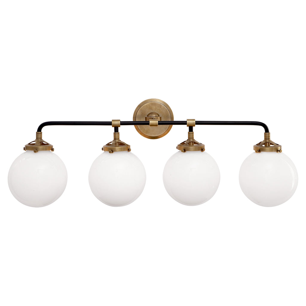 Visual Comfort Signature Canada - S 2025HAB/BLK-WG - Four Light Bath Sconce - Bistro - Hand-Rubbed Antique Brass and Black
