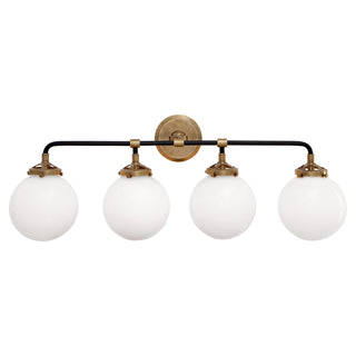 Visual Comfort Signature Canada - S 2025HAB/BLK-WG - Four Light Bath Sconce - Bistro - Hand-Rubbed Antique Brass and Black