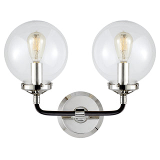 Visual Comfort Signature Canada - S 2026PN/BLK-CG - Two Light Wall Sconce - Bistro - Polished Nickel and Black