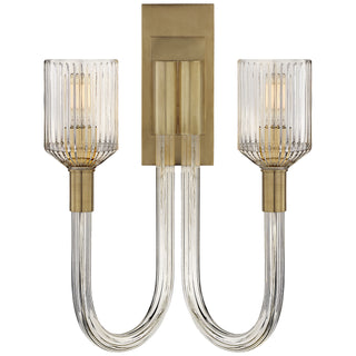 Visual Comfort Signature Canada - KW 2404CRB/AB - Two Light Wall Sconce - Reverie - Clear Ribbed Glass and Brass