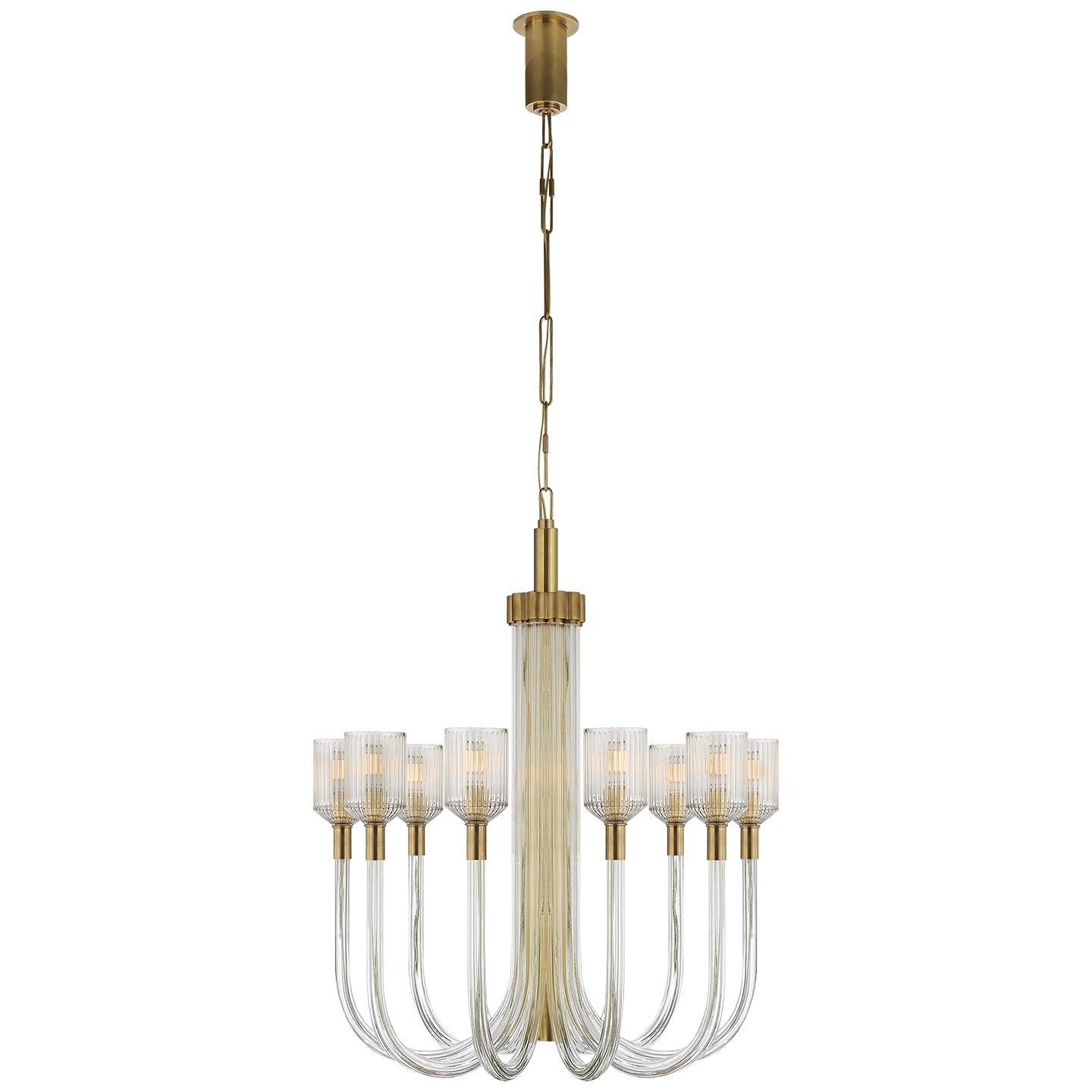 Visual Comfort Signature Canada - KW 5401CRB/AB - Ten Light Chandelier - Reverie - Clear Ribbed Glass and Brass