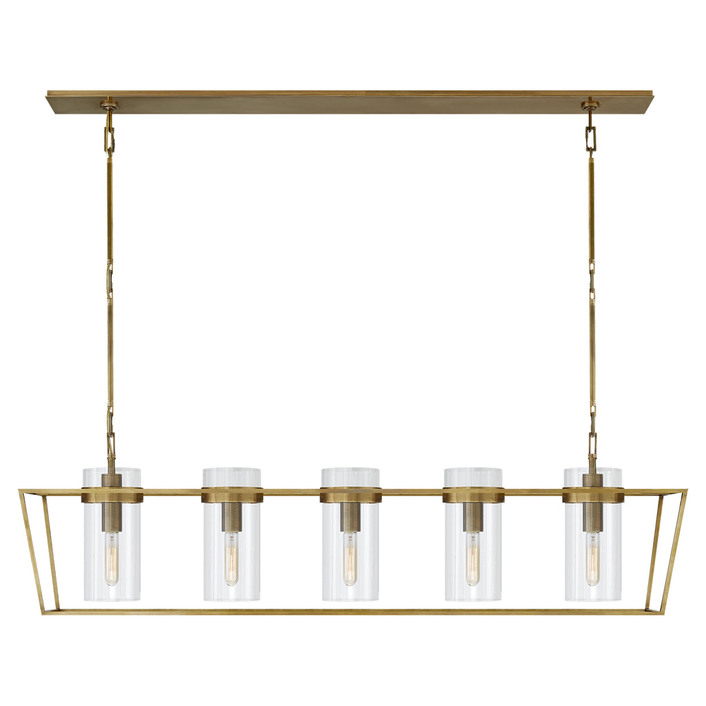 Visual Comfort Signature Canada - S 5177HAB-CG - Five Light Linear Pendant - Presidio - Hand-Rubbed Antique Brass