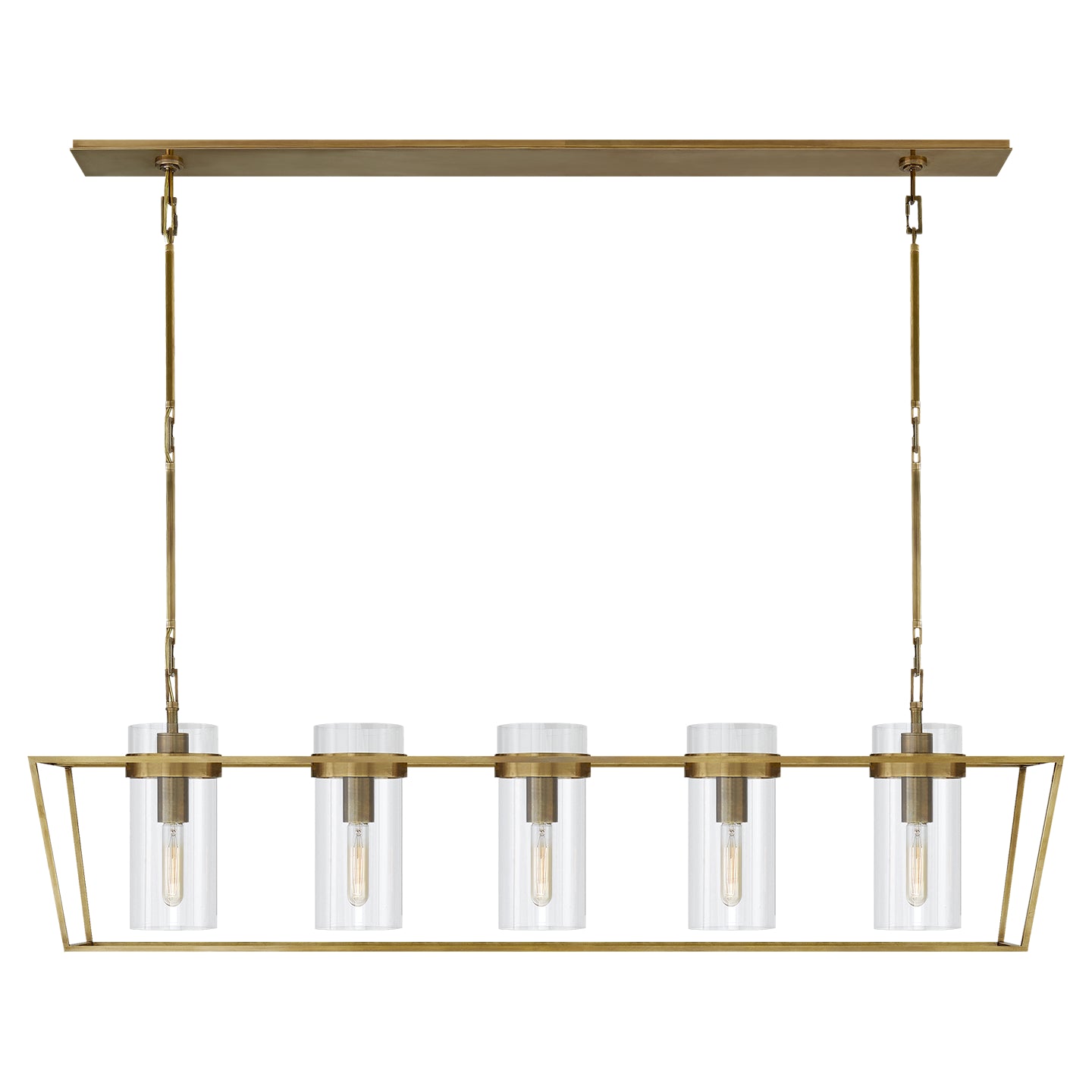 Visual Comfort Signature Canada - S 5177HAB-CG - Five Light Linear Pendant - Presidio - Hand-Rubbed Antique Brass