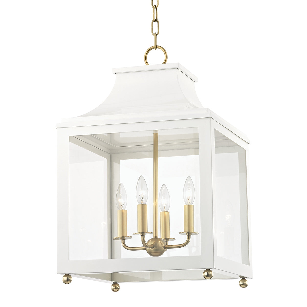 Mitzi Canada - H259704L-AGB/WH - Four Light Lantern - Leigh - Aged Brass/Soft Off White