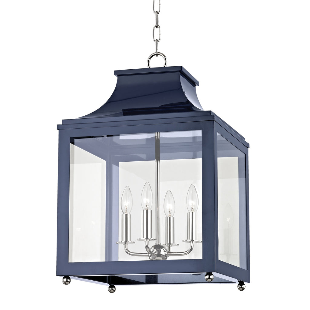 Mitzi Canada - H259704L-PN/NVY - Four Light Lantern - Leigh - Polished Nickel/Navy