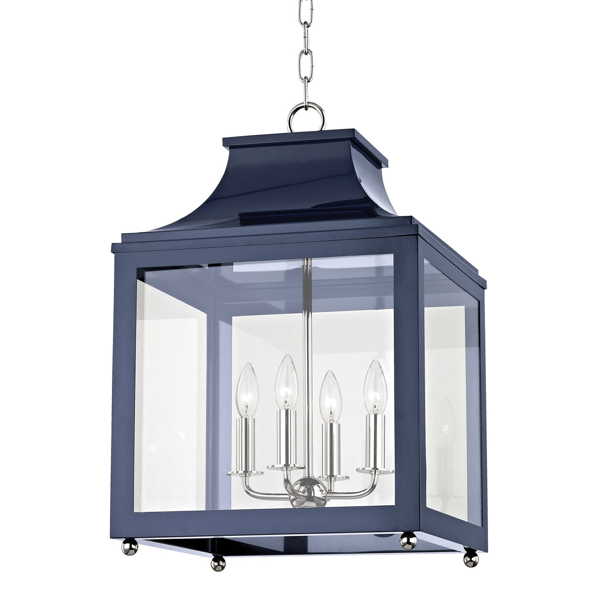 Mitzi Canada - H259704L-PN/NVY - Four Light Lantern - Leigh - Polished Nickel/Navy