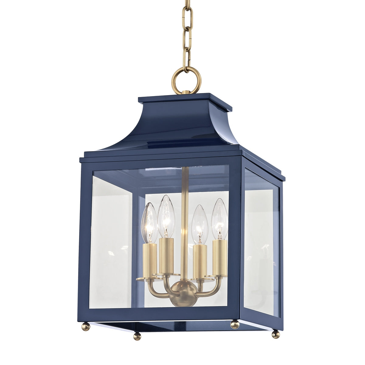 Mitzi Canada - H259704S-AGB/NVY - Four Light Lantern - Leigh - Aged Brass/Navy