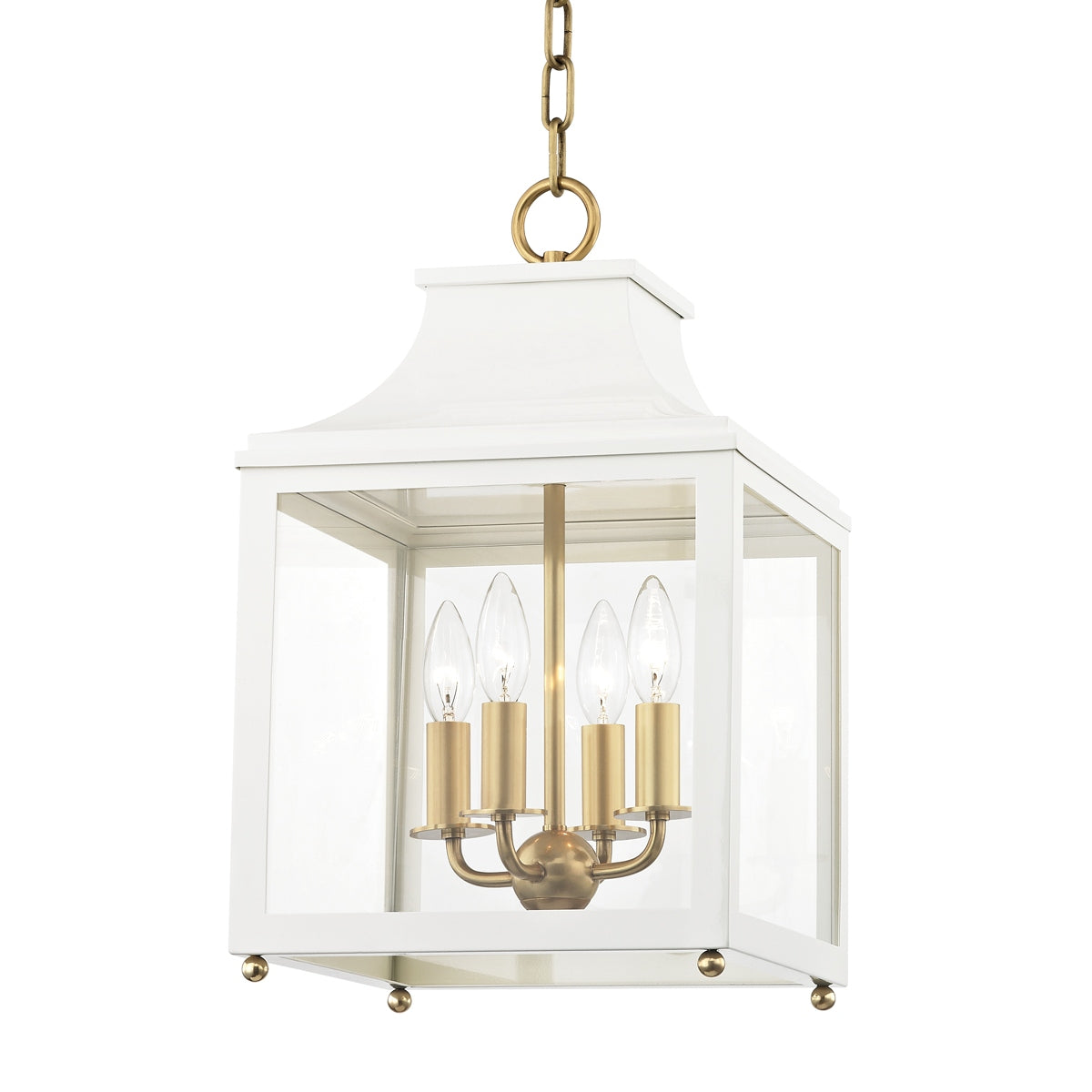 Mitzi Canada - H259704S-AGB/WH - Four Light Lantern - Leigh - Aged Brass/Soft Off White