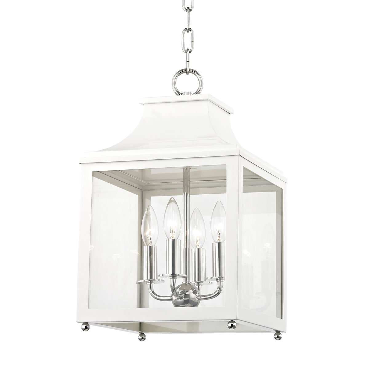 Mitzi Canada - H259704S-PN/WH - Four Light Lantern - Leigh - Polished Nickel/White