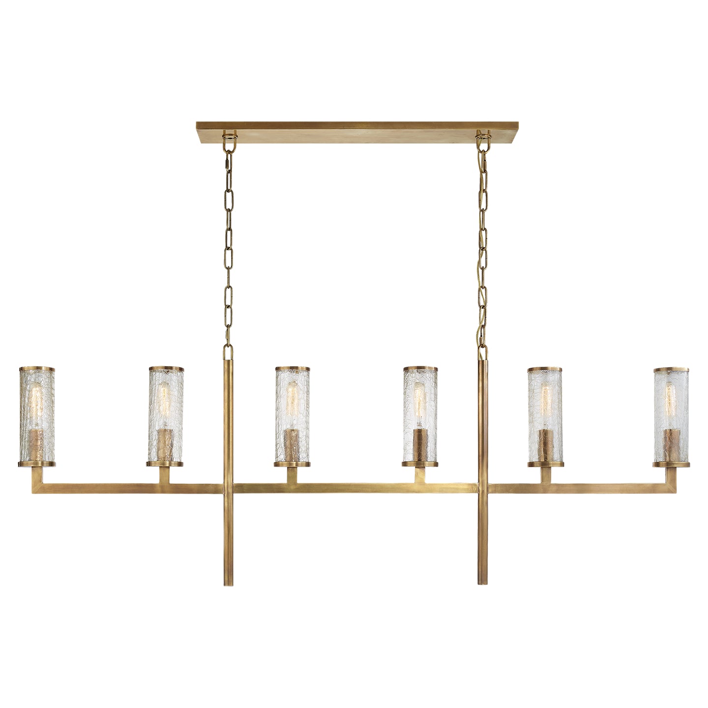Visual Comfort Signature Canada - KW 5203AB-CRG - Six Light Linear Chandelier - Liaison - Antique-Burnished Brass