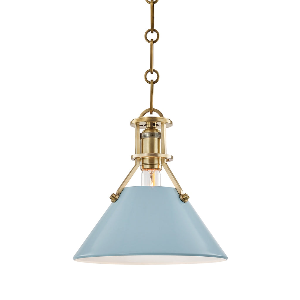 Hudson Valley Canada - MDS351-AGB/BB - One Light Pendant - Painted No.2 - Aged Brass/Blue Bird