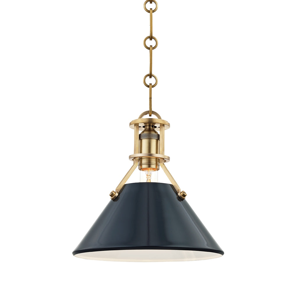 Hudson Valley Canada - MDS351-AGB/DBL - One Light Pendant - Painted No.2 - Aged Brass/Darkest Blue