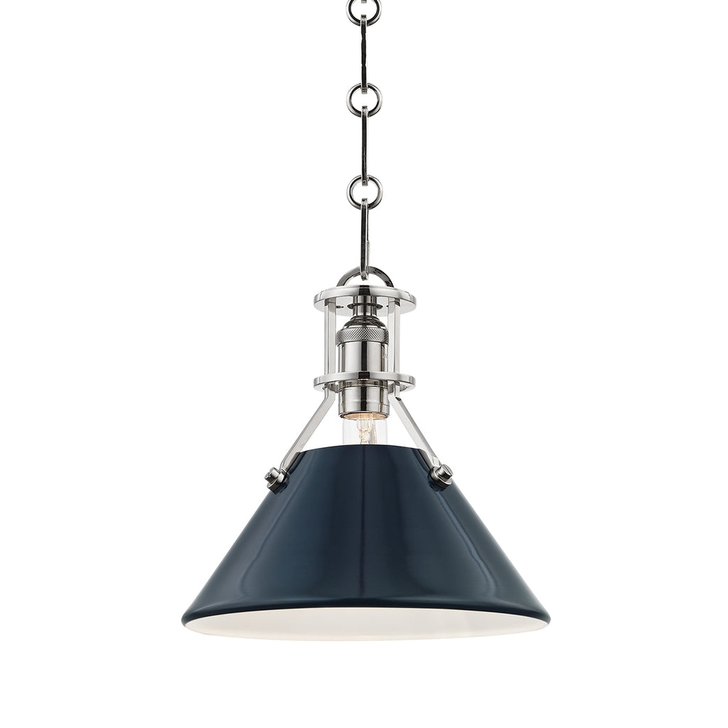 Hudson Valley Canada - MDS351-PN/DBL - One Light Pendant - Painted No.2 - Polished Nickel/Darkest Blue