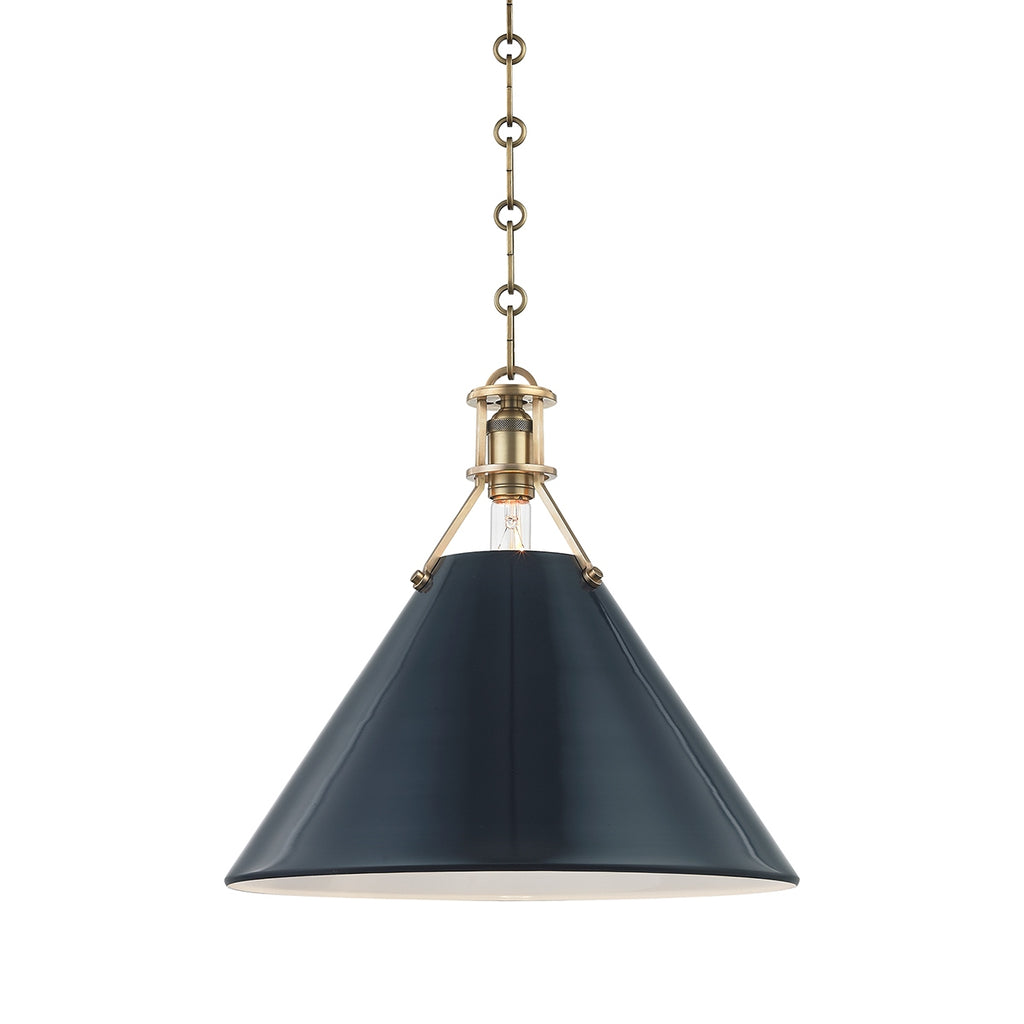 Hudson Valley Canada - MDS352-AGB/DBL - One Light Pendant - Painted No.2 - Aged Brass/Darkest Blue
