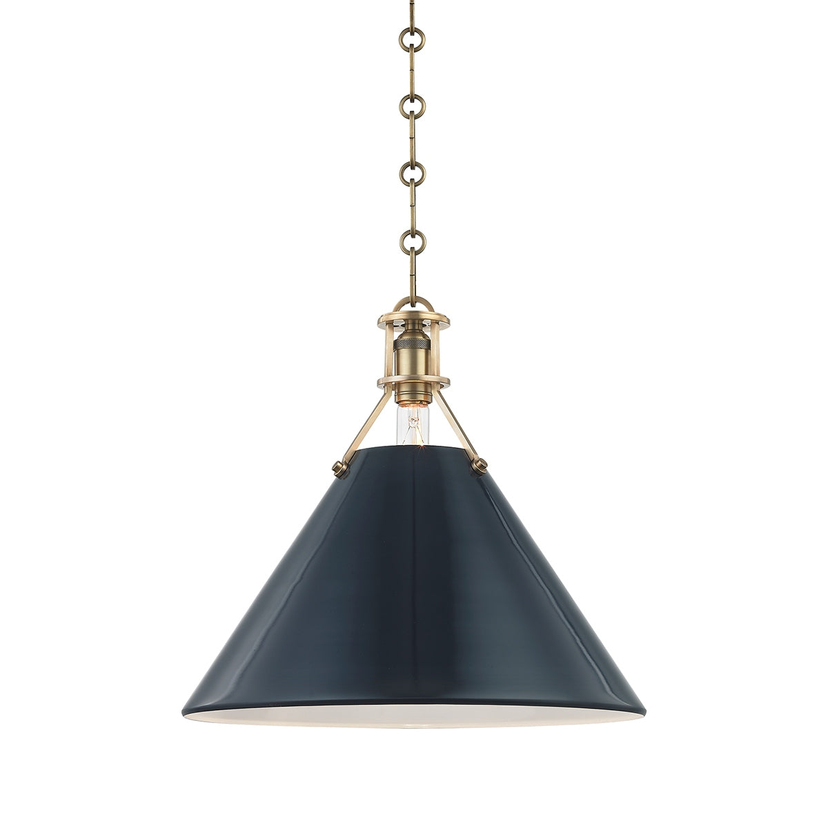 Hudson Valley Canada - MDS352-AGB/DBL - One Light Pendant - Painted No.2 - Aged Brass/Darkest Blue