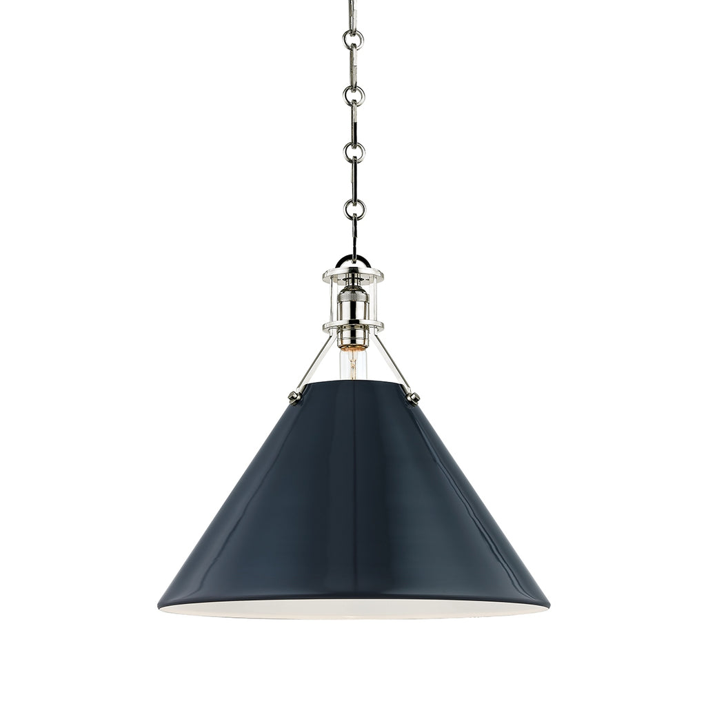 Hudson Valley Canada - MDS352-PN/DBL - One Light Pendant - Painted No.2 - Polished Nickel/Darkest Blue