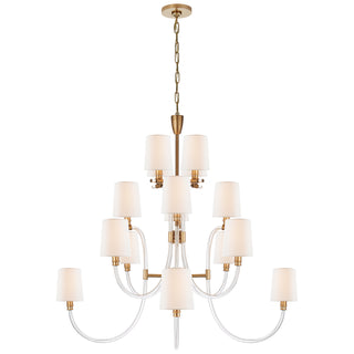 Visual Comfort Signature Canada - JN 5030CG/AB-L - 16 Light Chandelier - Clarice - Clear Acrylic with Antique Brass