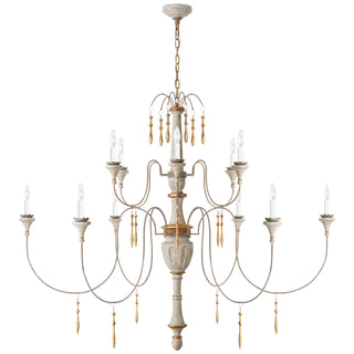 Visual Comfort Signature Canada - JN 5014VW - 12 Light Chandelier - Fortuna - Vintage White and Gild