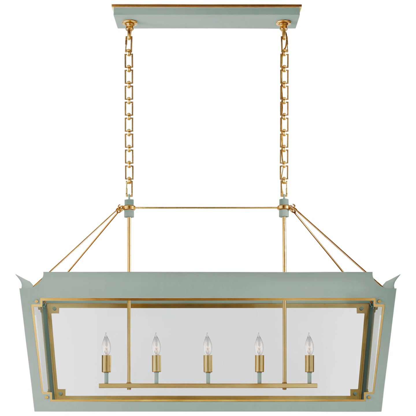 Visual Comfort Signature Canada - JN 5023CEL/G-CG - Five Light Linear Lantern - Caddo - Celadon and Gild