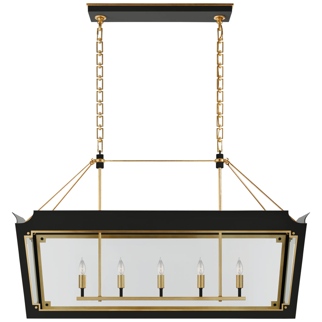 Visual Comfort Signature Canada - JN 5023MBK/G-CG - Five Light Linear Lantern - Caddo - Matte Black and Gild
