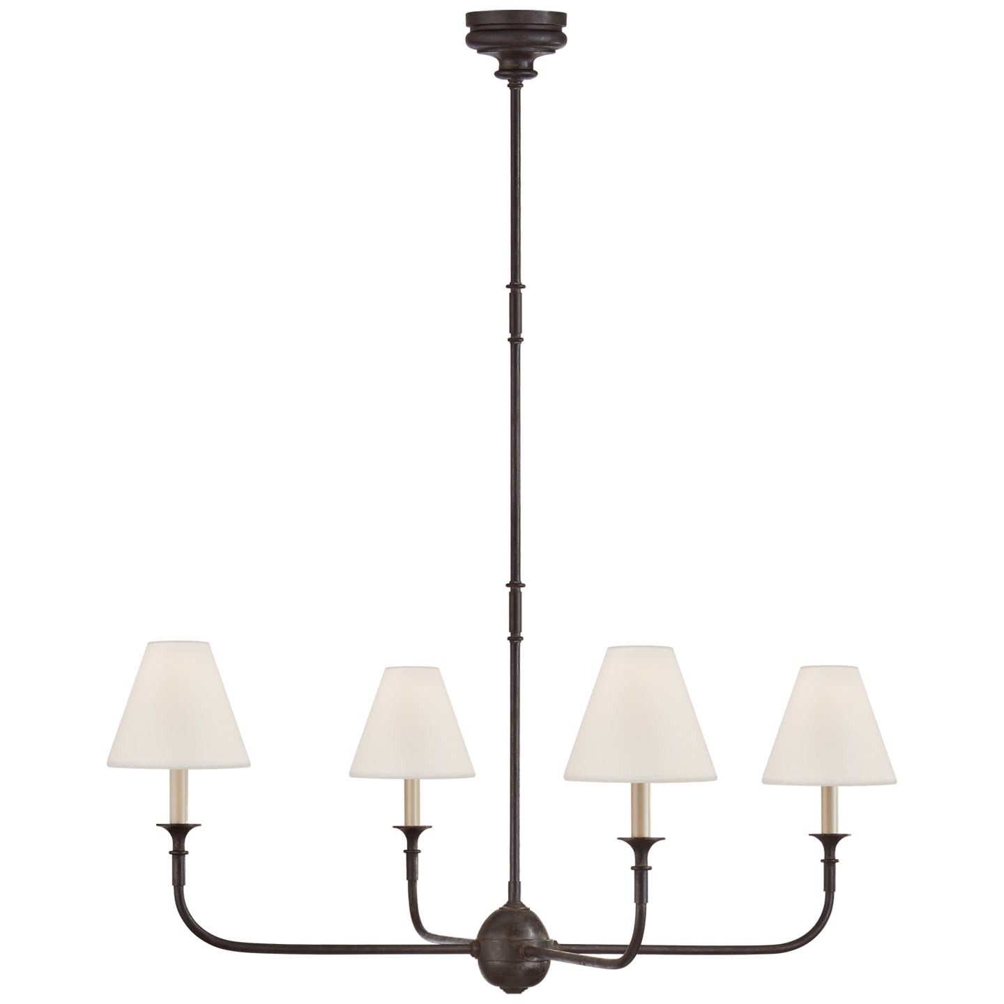 Visual Comfort Signature Canada - TOB 5451AI/EBO-L - Four Light Chandelier - Piaf - Aged Iron and Ebonized Oak