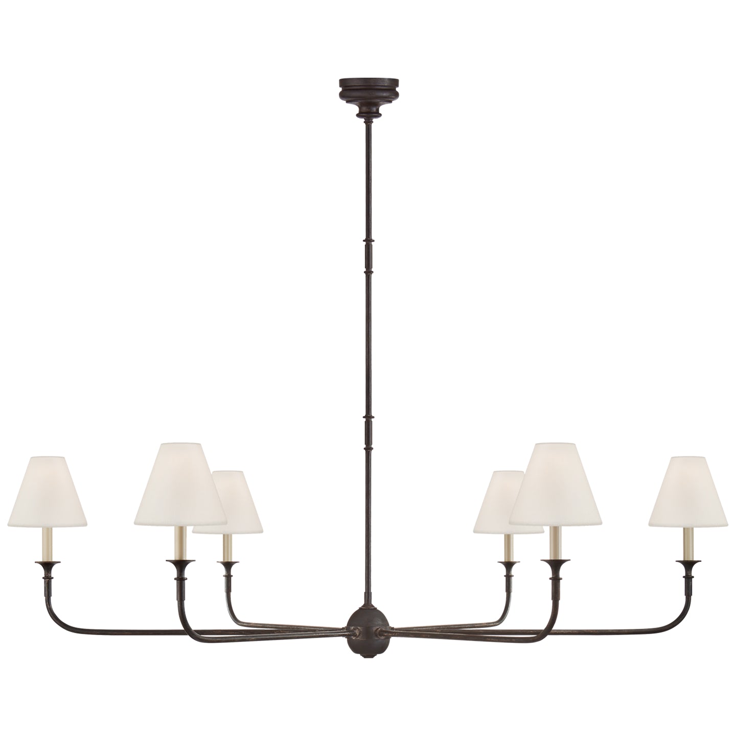 Visual Comfort Signature Canada - TOB 5452AI/EBO-L - Six Light Chandelier - Piaf - Aged Iron and Ebonized Oak