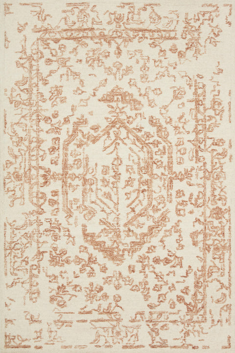 Magnolia Home By Joanna Gaines x Loloi Annie White / Rust 9'-3" x 13' Area Rug - ANN-01 - 9'-3" x 13'