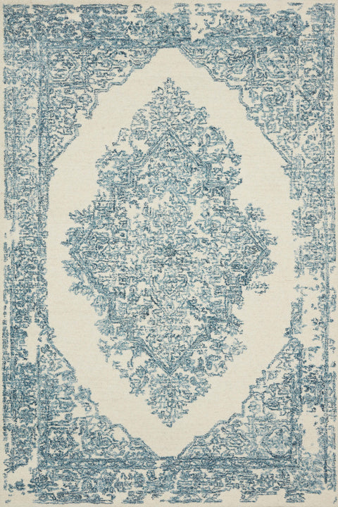 Magnolia Home By Joanna Gaines x Loloi Annie White / Blue 9'-3" x 13' Area Rug - ANN-02 - 9'-3" x 13'