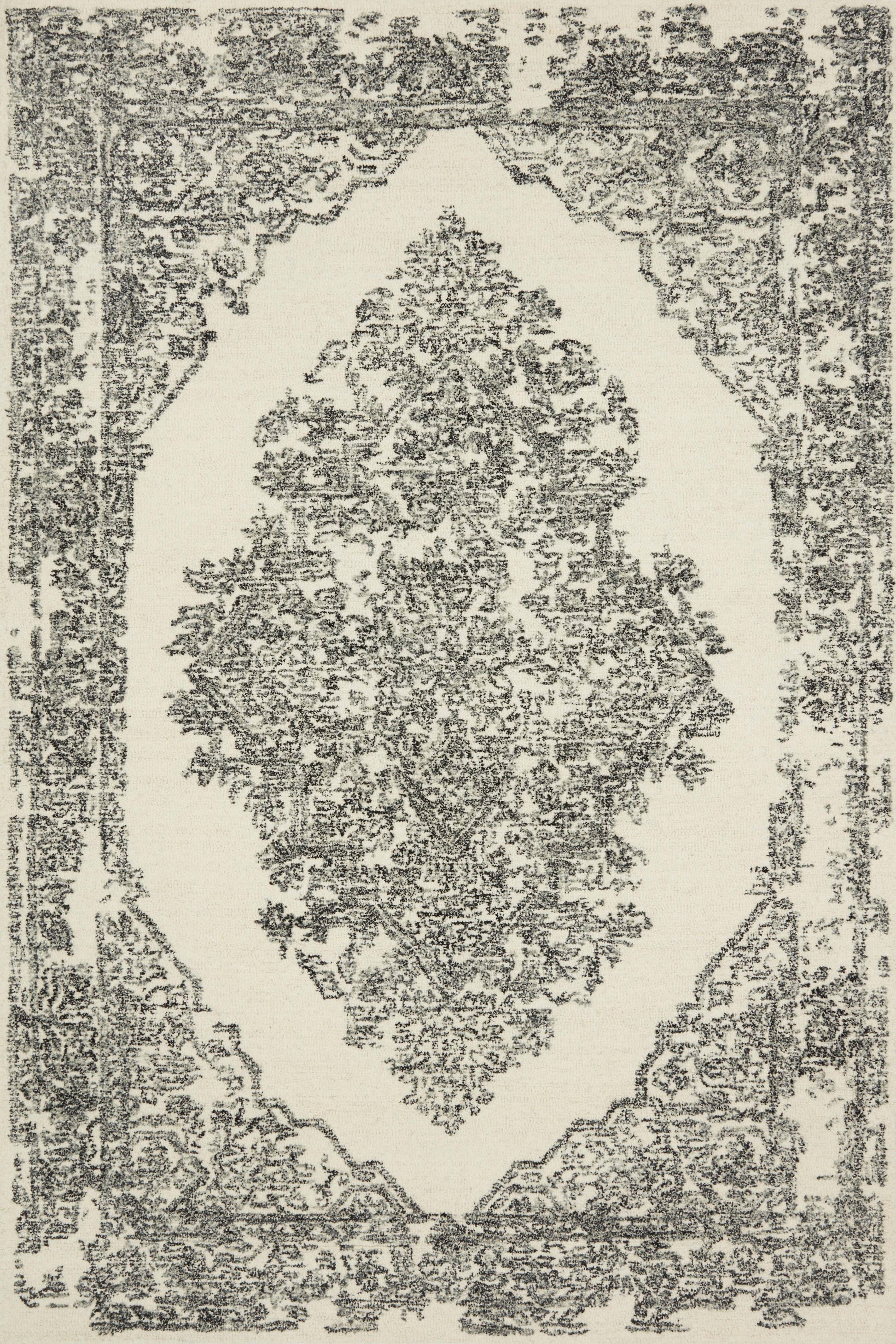 Magnolia Home By Joanna Gaines x Loloi Annie White / Black 9'-3" x 13' Area Rug - ANN-02 - 9'-3" x 13'