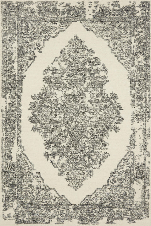 Magnolia Home By Joanna Gaines x Loloi Annie White / Black 9'-3" x 13' Area Rug - ANN-02 - 9'-3" x 13'