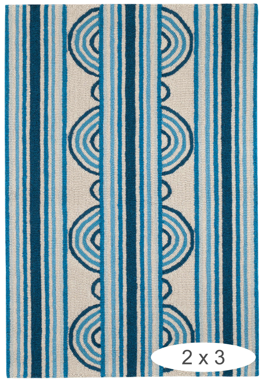 Button Blue Hand Micro Hooked Wool Rug - DA1985 - 10x14