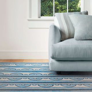 Button Blue Hand Micro Hooked Wool Rug - DA1985 - 10x14