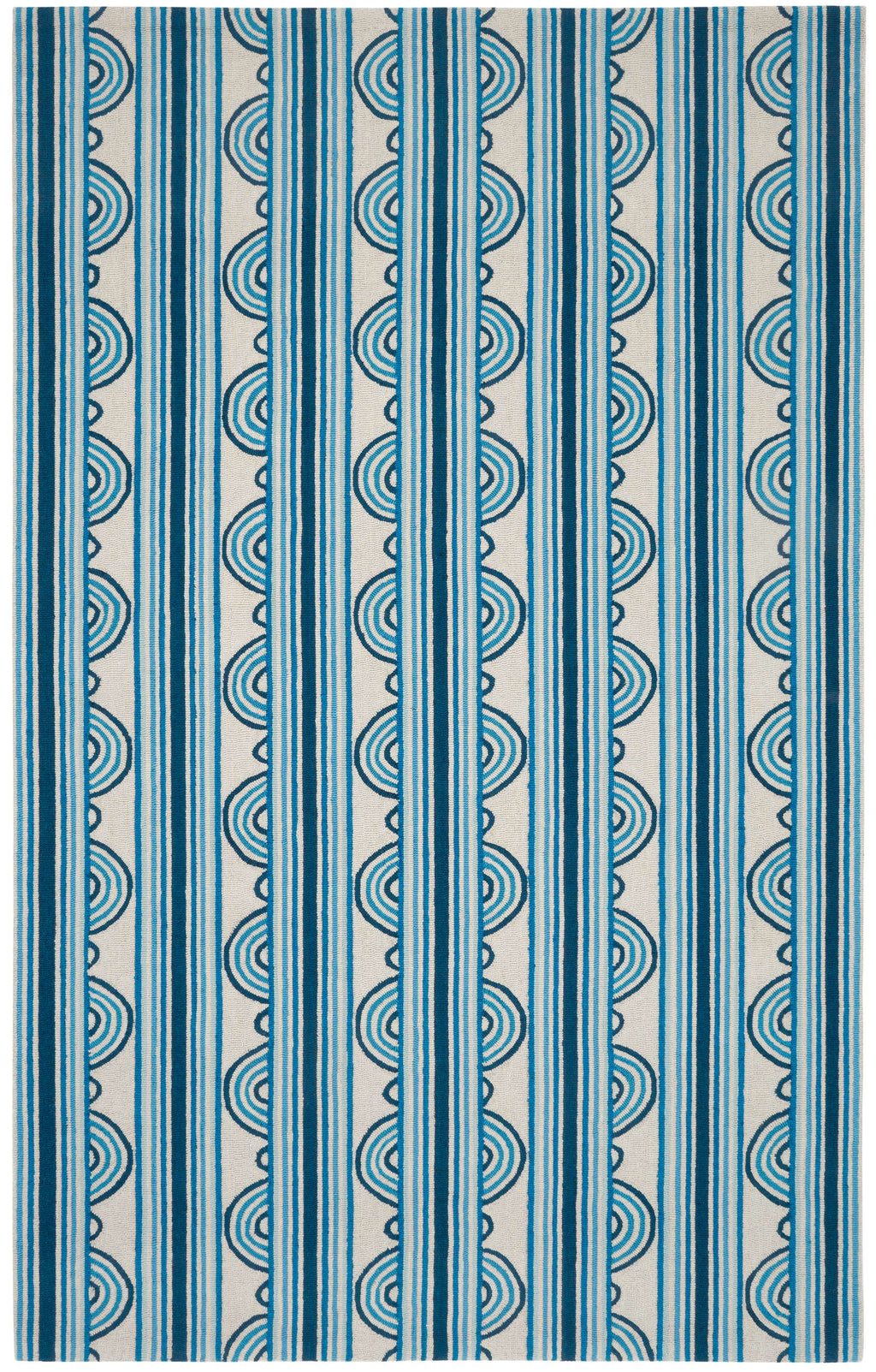 Button Blue Hand Micro Hooked Wool Rug - DA1985 - 10x14
