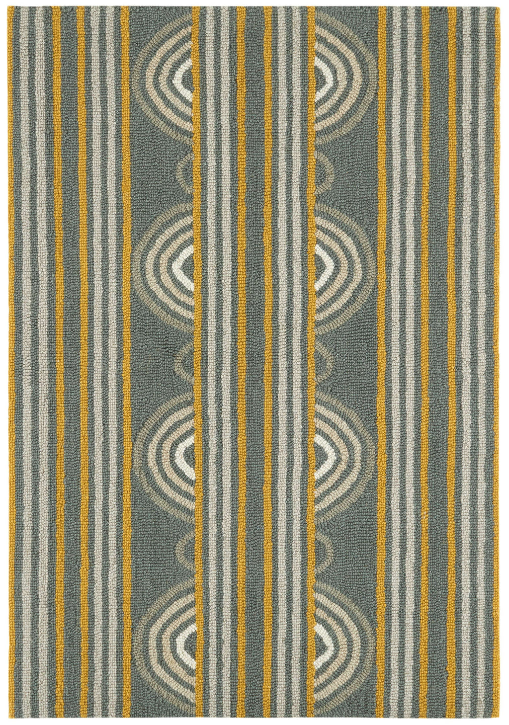 Button Grey Hand Micro Hooked Wool Rug - DA1994 - 10x14