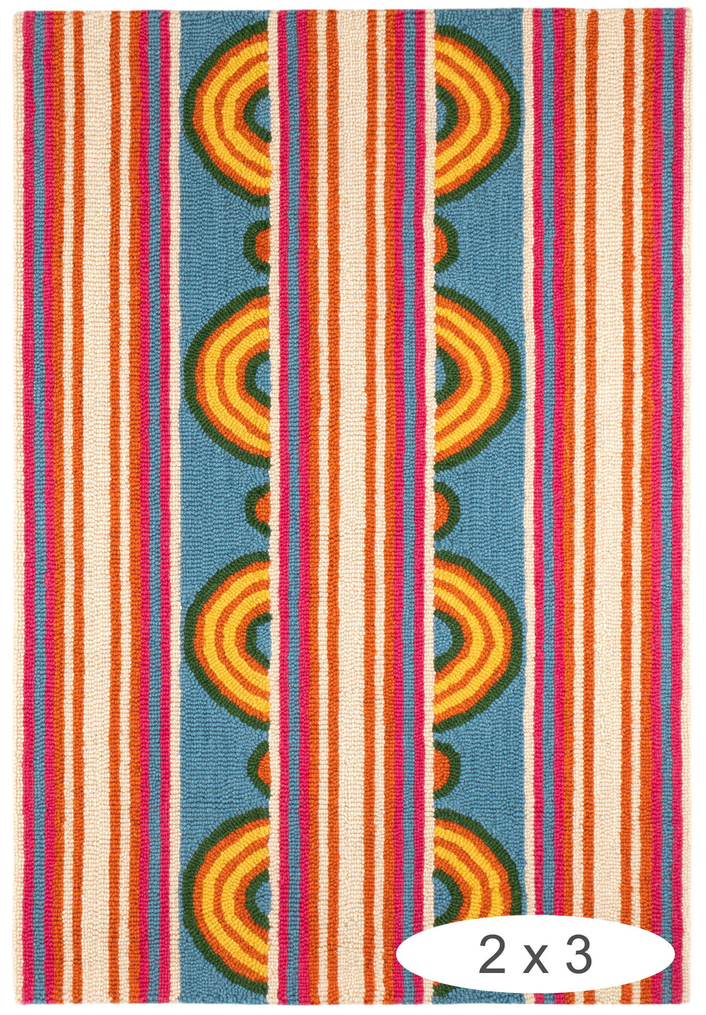 Button Multi Hand Micro Hooked Wool Rug - DA1993 - 10x14