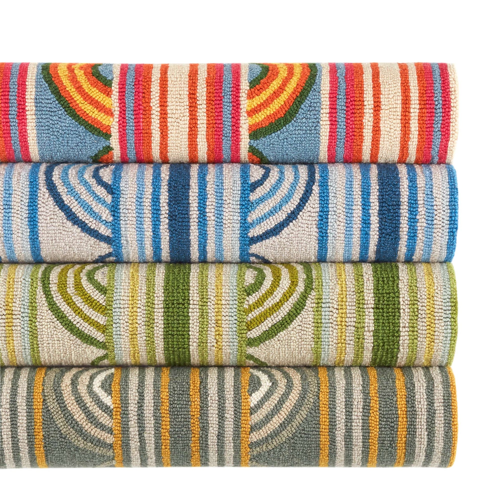 Button Multi Hand Micro Hooked Wool Rug - DA1993 - 10x14