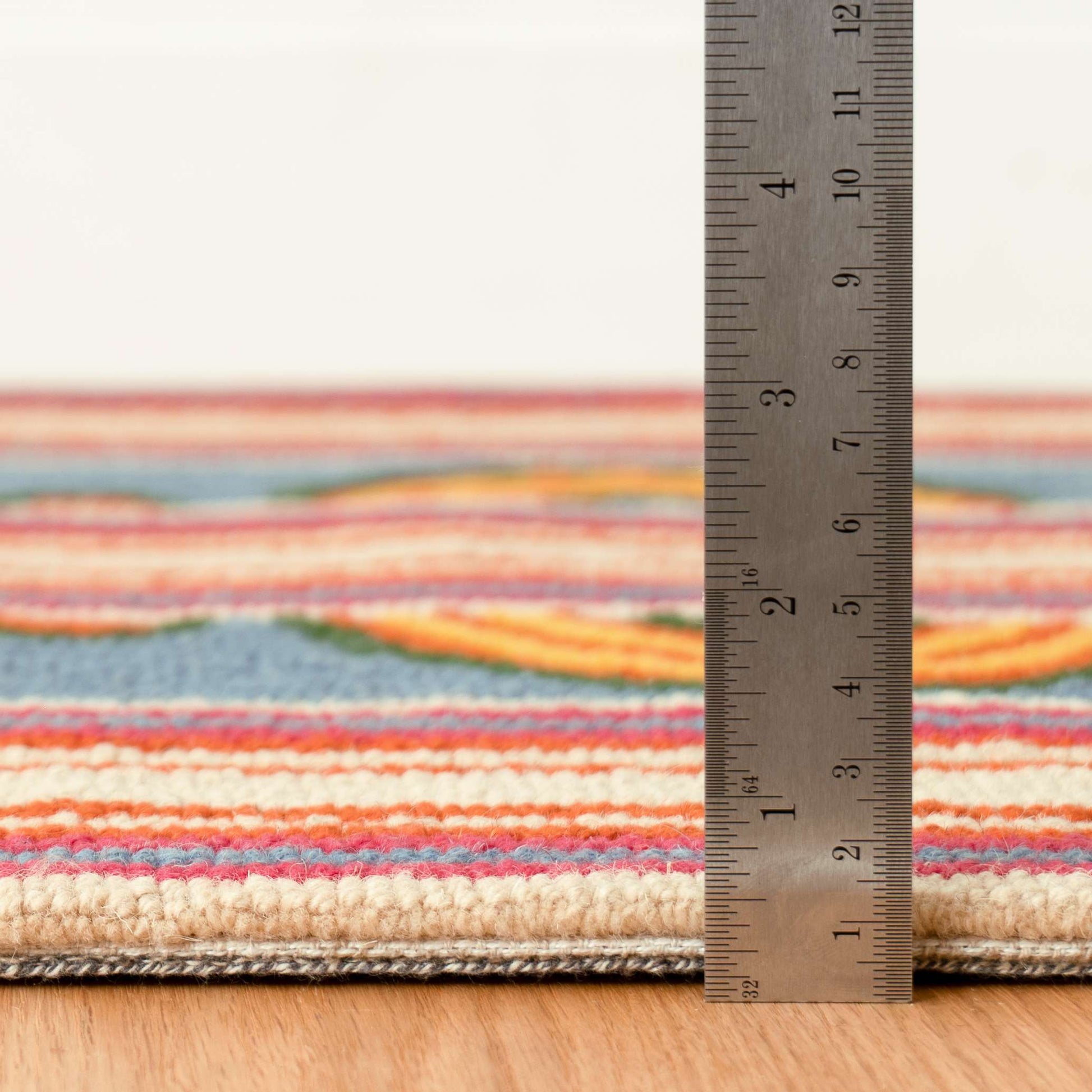 Button Multi Hand Micro Hooked Wool Rug - DA1993 - 10x14