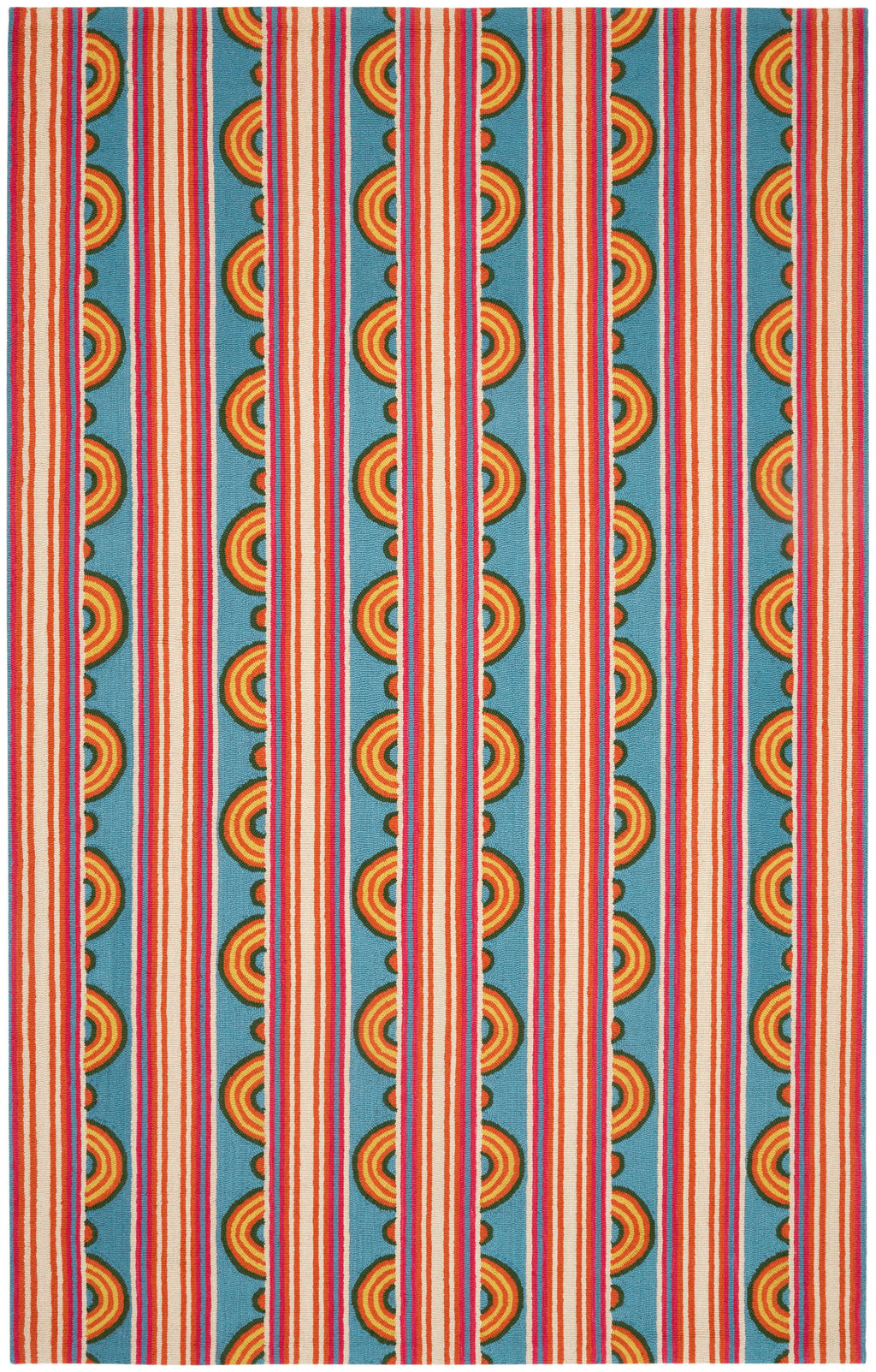 Button Multi Hand Micro Hooked Wool Rug - DA1993 - 10x14