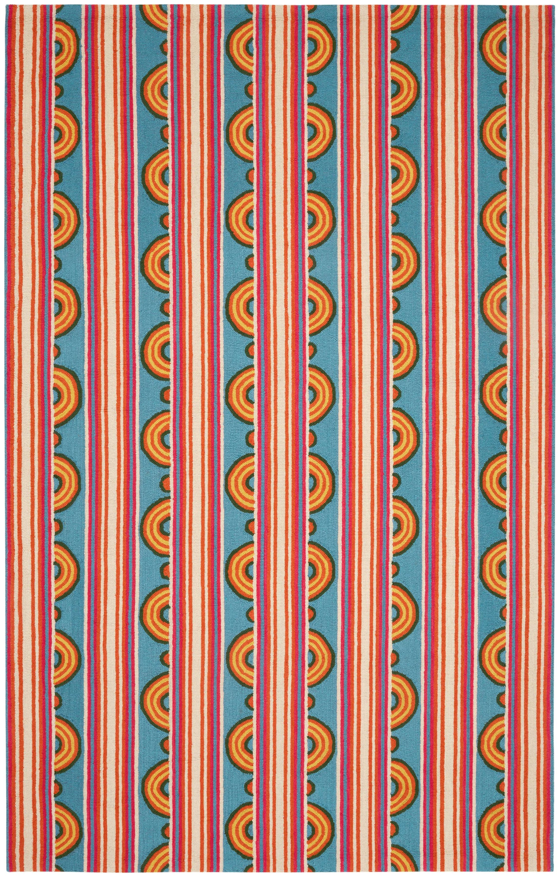 Button Multi Hand Micro Hooked Wool Rug - DA1993 - 10x14