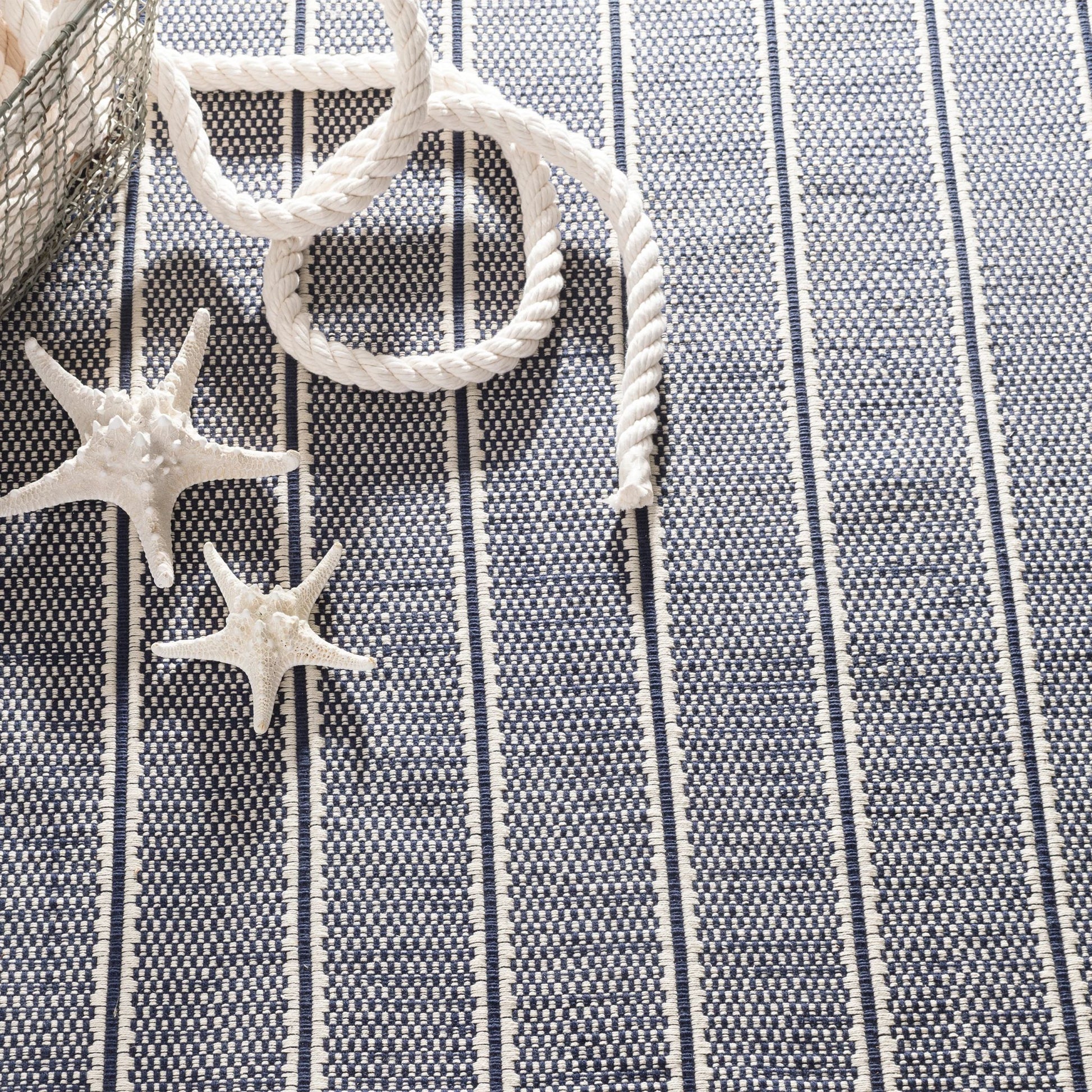 Archer Navy Handwoven Cotton Rug - DA1021 - Runner-2.5x12